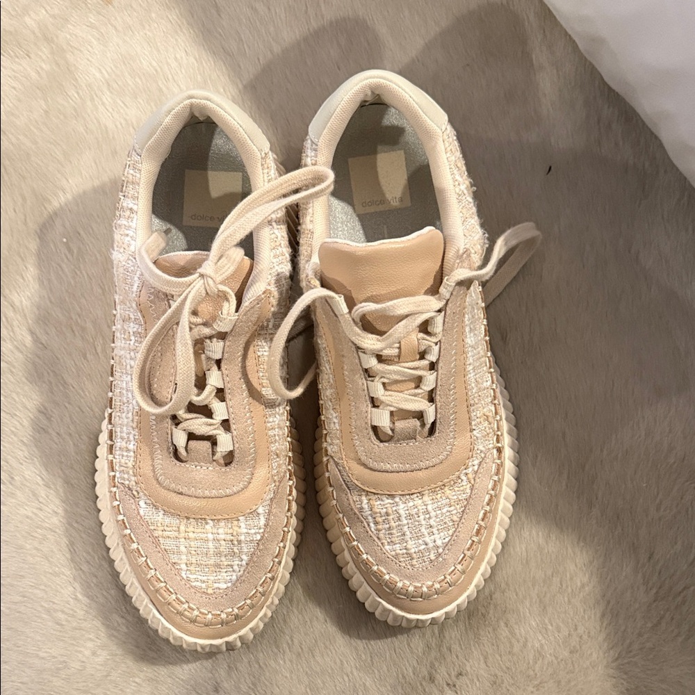 Dolce Vita Cream Textured Sneakers